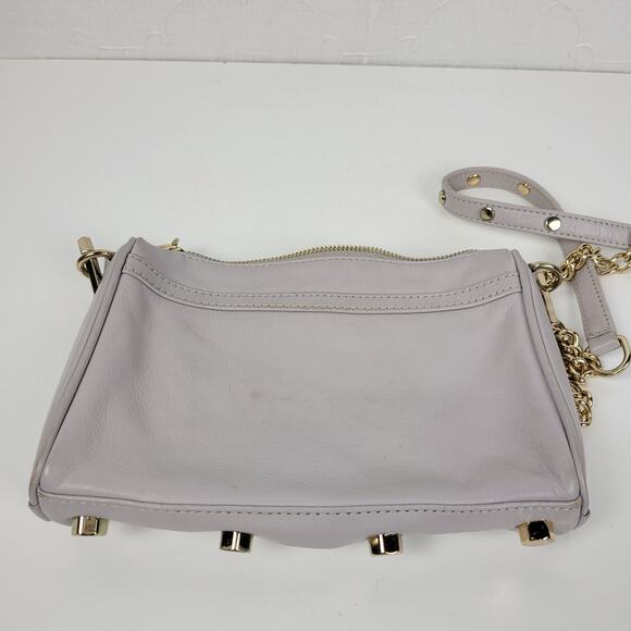 Rebecca Minkoff Womens Mini Mac Crossbody Bag Gray Leather Chain Strap Purse - Picture 8 of 16